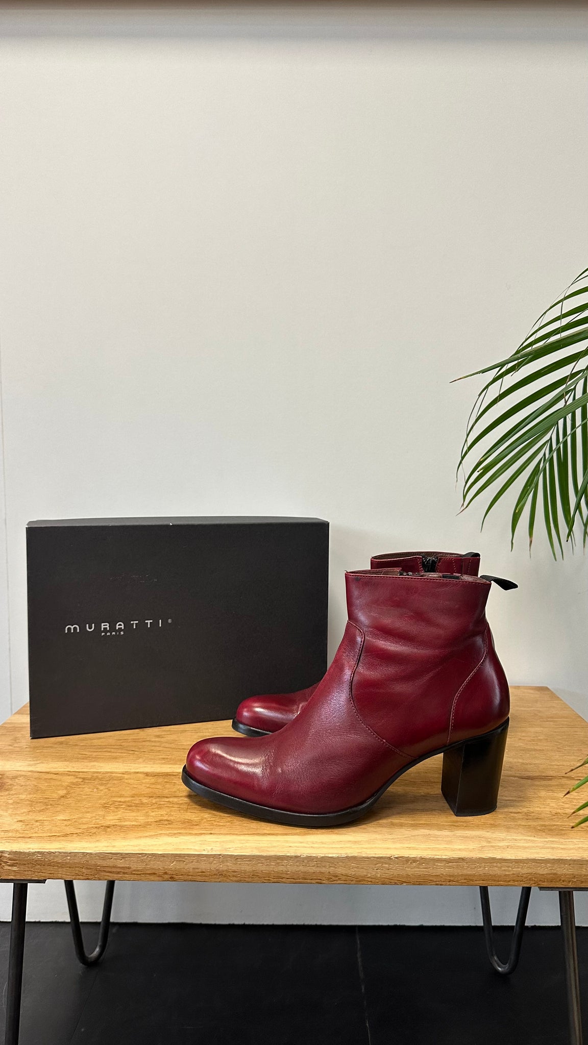 Bottines en cuir bordeaux Muratti