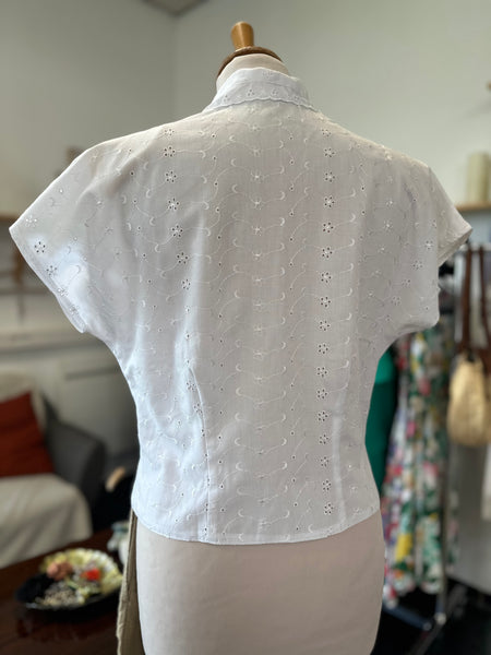 Chemisier blanc broderie anglaise Vintage