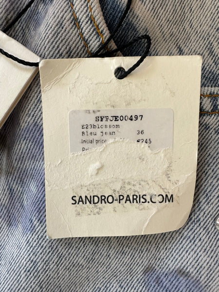 Jeans bleu motifs fleurs Sandro