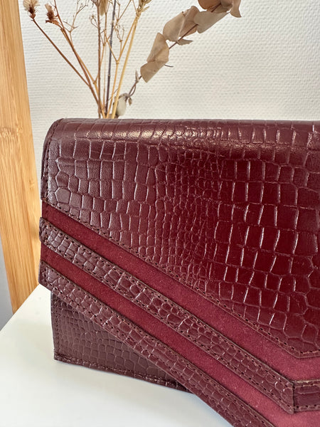 Sac en cuir croco bordeaux