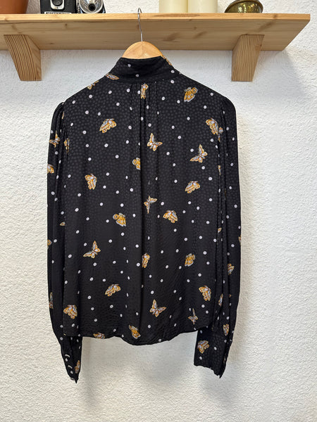 Chemisier noir à pois et papillon The Kooples