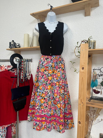 Jupe longue en coton fleuri